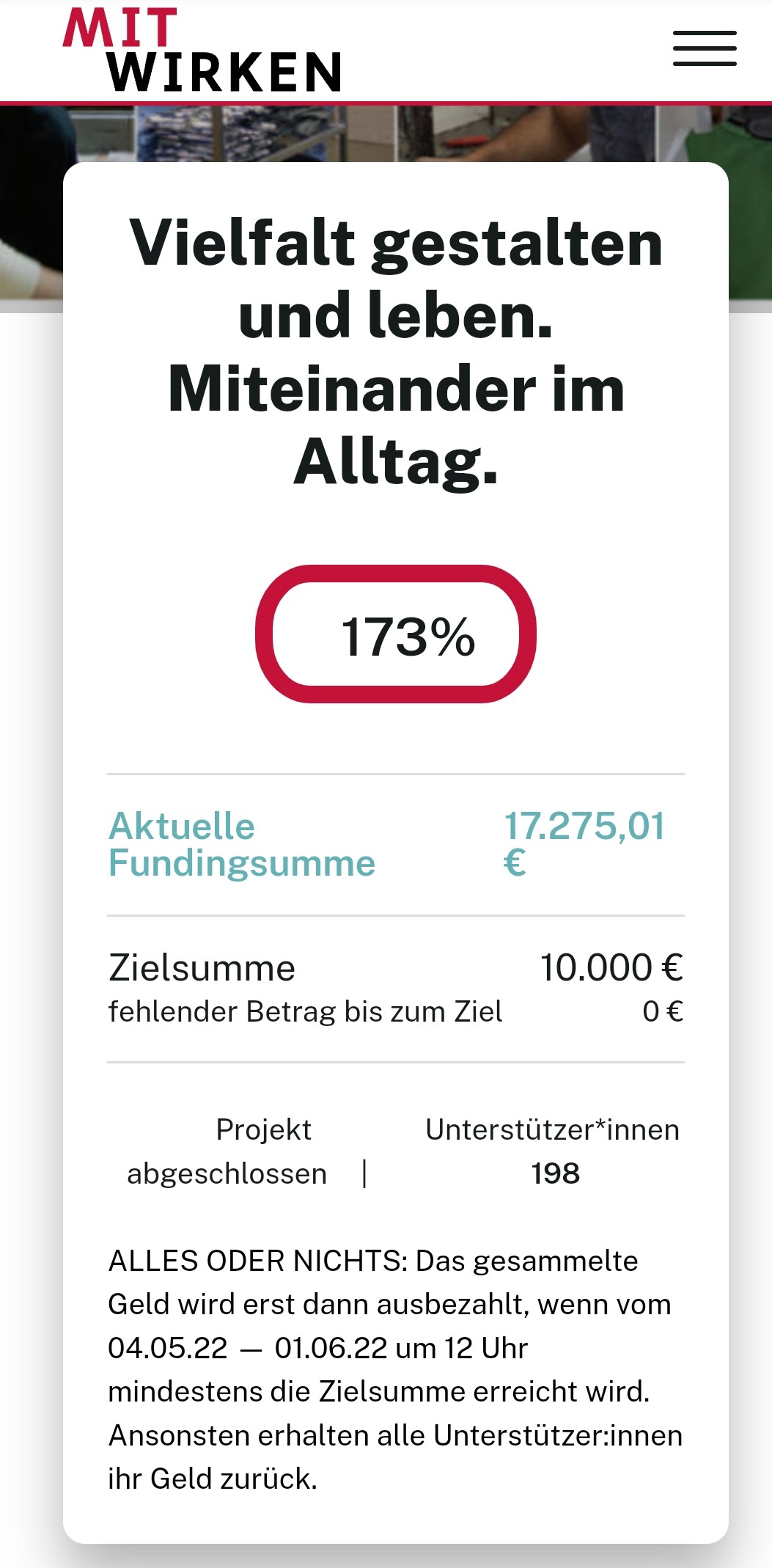 Endstand 03.06.2022 Crowdfunding Content